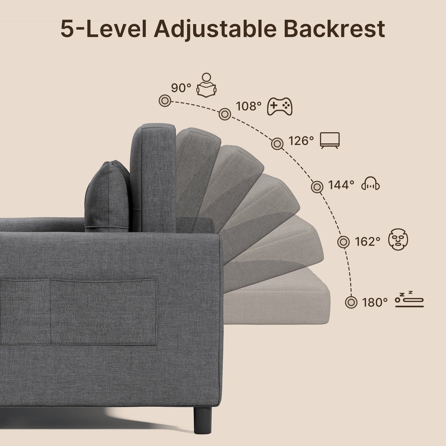 3-in-1 Convertible Sofa with Storage