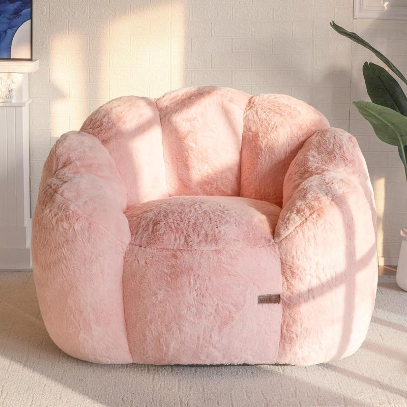 Floral Shaped Bean Bag Sofa - Ultra Soft Faux Fur Lounge Chair