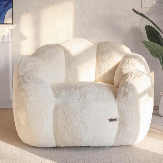 Floral Shaped Bean Bag Sofa - Ultra Soft Faux Fur Lounge Chair