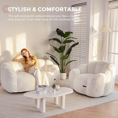 Floral Shaped Bean Bag Sofa - Ultra Soft Faux Fur Lounge Chair
