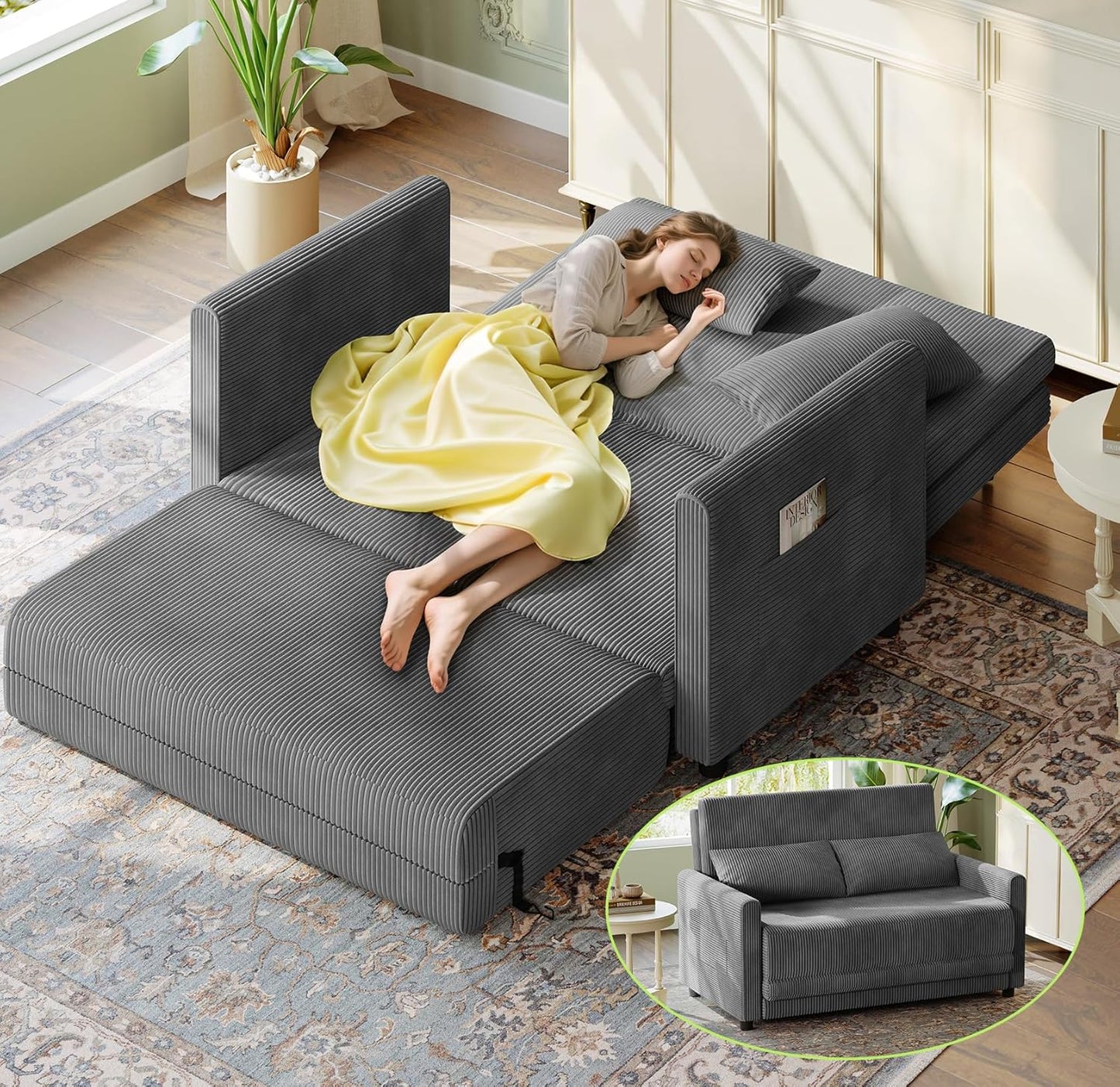 The Sofa That Lives With You! 🌟 6-in-1 Convertible Corduroy Sleeper