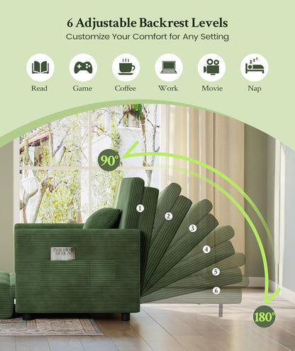 The Sofa That Lives With You! 🌟 6-in-1 Convertible Corduroy Sleeper